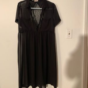 Sheer black mid length dress(short sleeve)